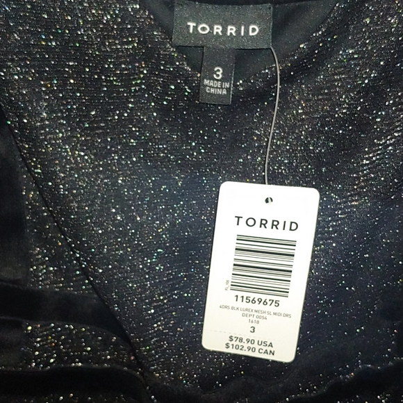NWT Torrid Black Sparkle Knee Length Dress - Picture 3 of 4